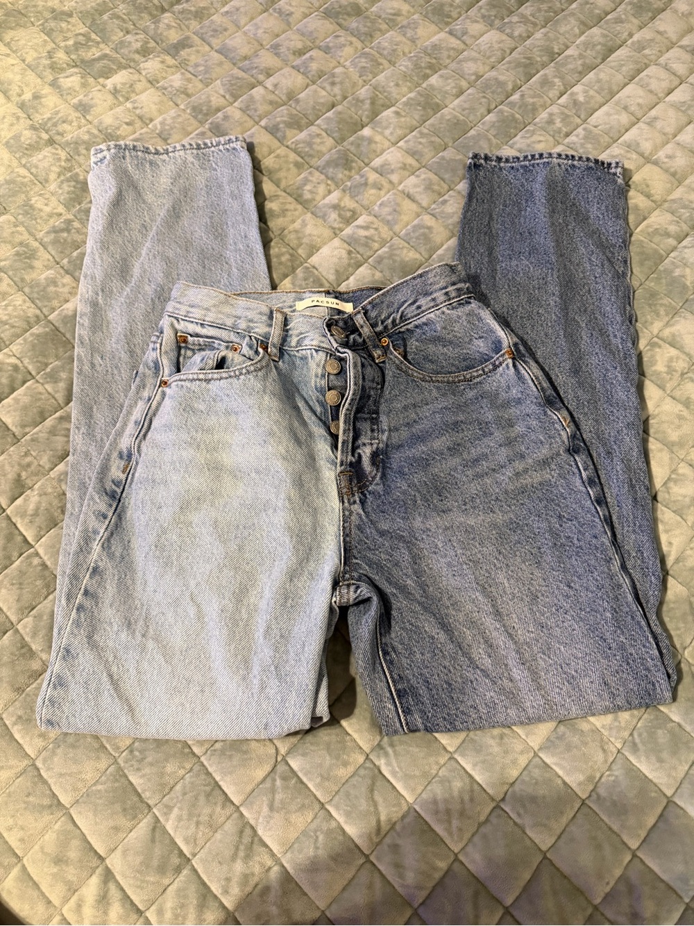 PacSun Two-Tone Button Fly High Waisted Straight Leg Jeans - size 24
